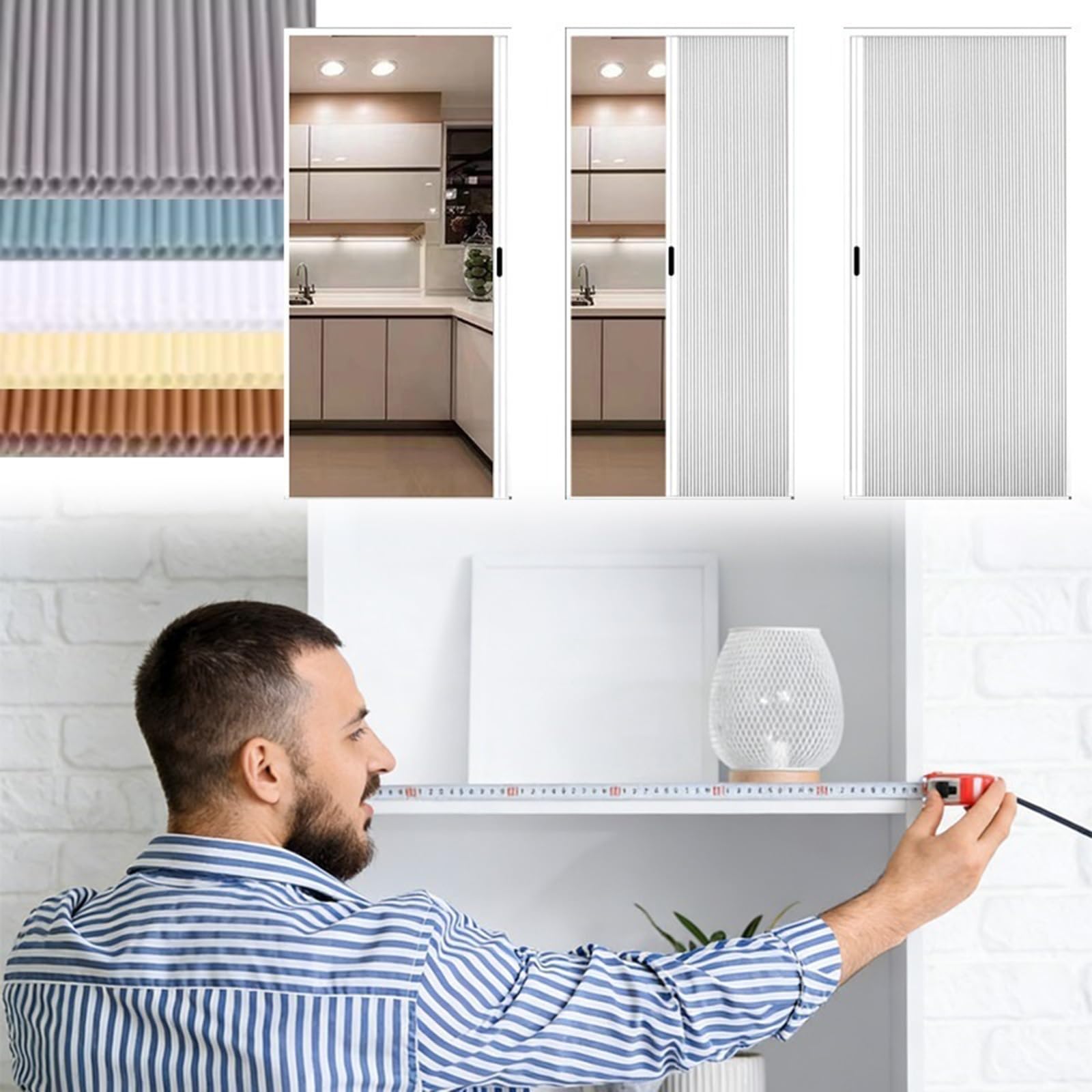 Renlxfi One Color Concertina Door Folding Sliding Doors Internal Custom Size, Single/Double Accordion Doors For Bathroom/Closet/Pantry/Laundry Room, With Frame System