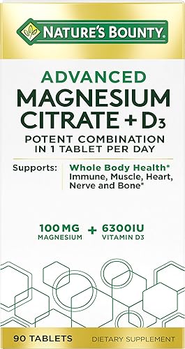 Nature's Bounty Vitamina D3 avanzada con fórmula inmune de citrato de magnesio, apoya la salud inmunológica y ósea, 90 tabletas