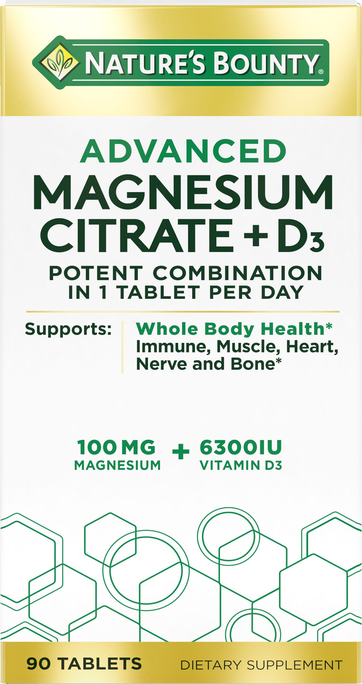 Nature's Bounty Advanced Vitamin D3 with Magnesium Citrate Immune Formula 90 Count (Pack of 1)