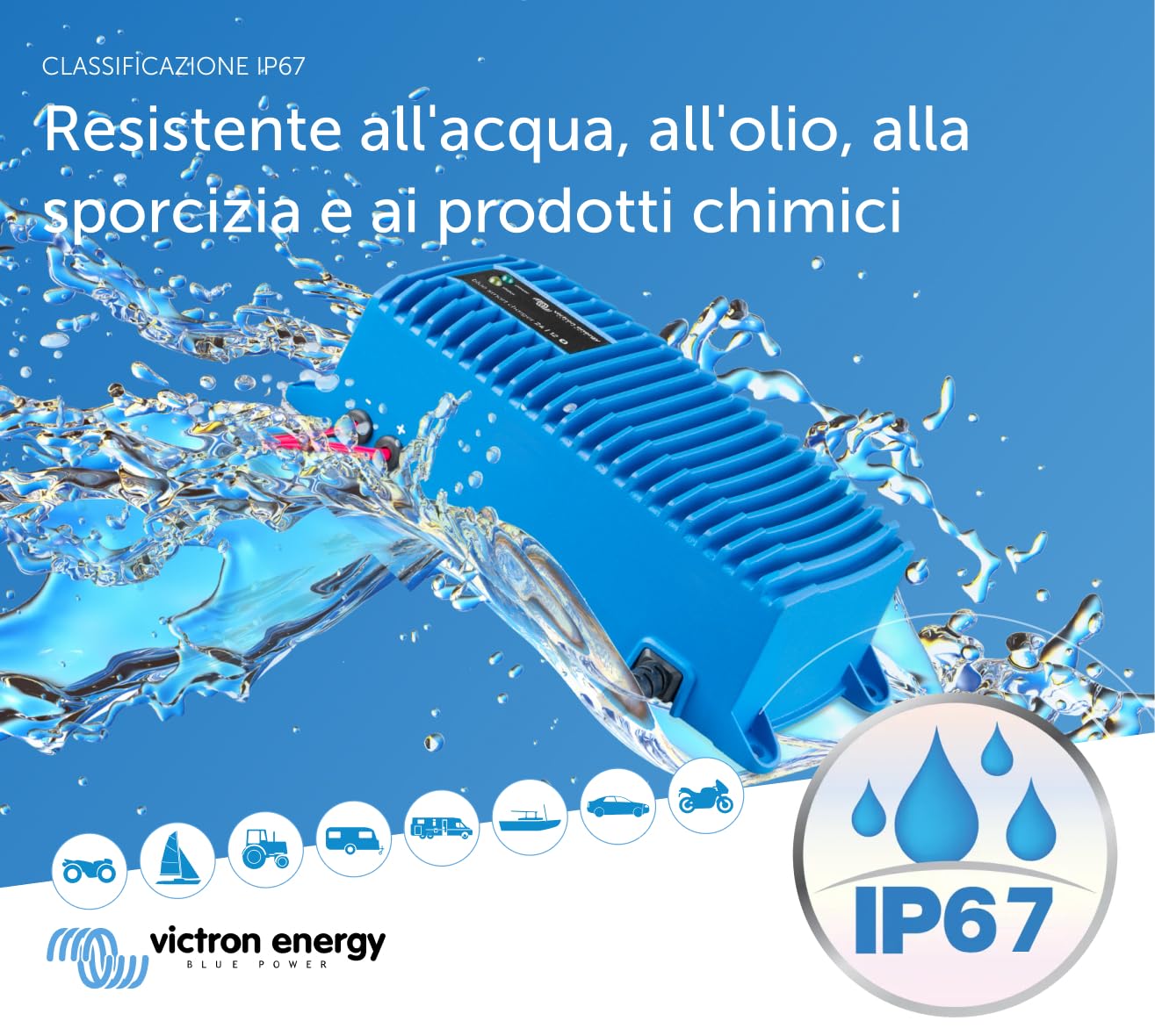 Victron Energy Blue Smart IP67 24-Volt 12 amp 230V Caricatore Batteria Bluetooth (CEE 7/7)