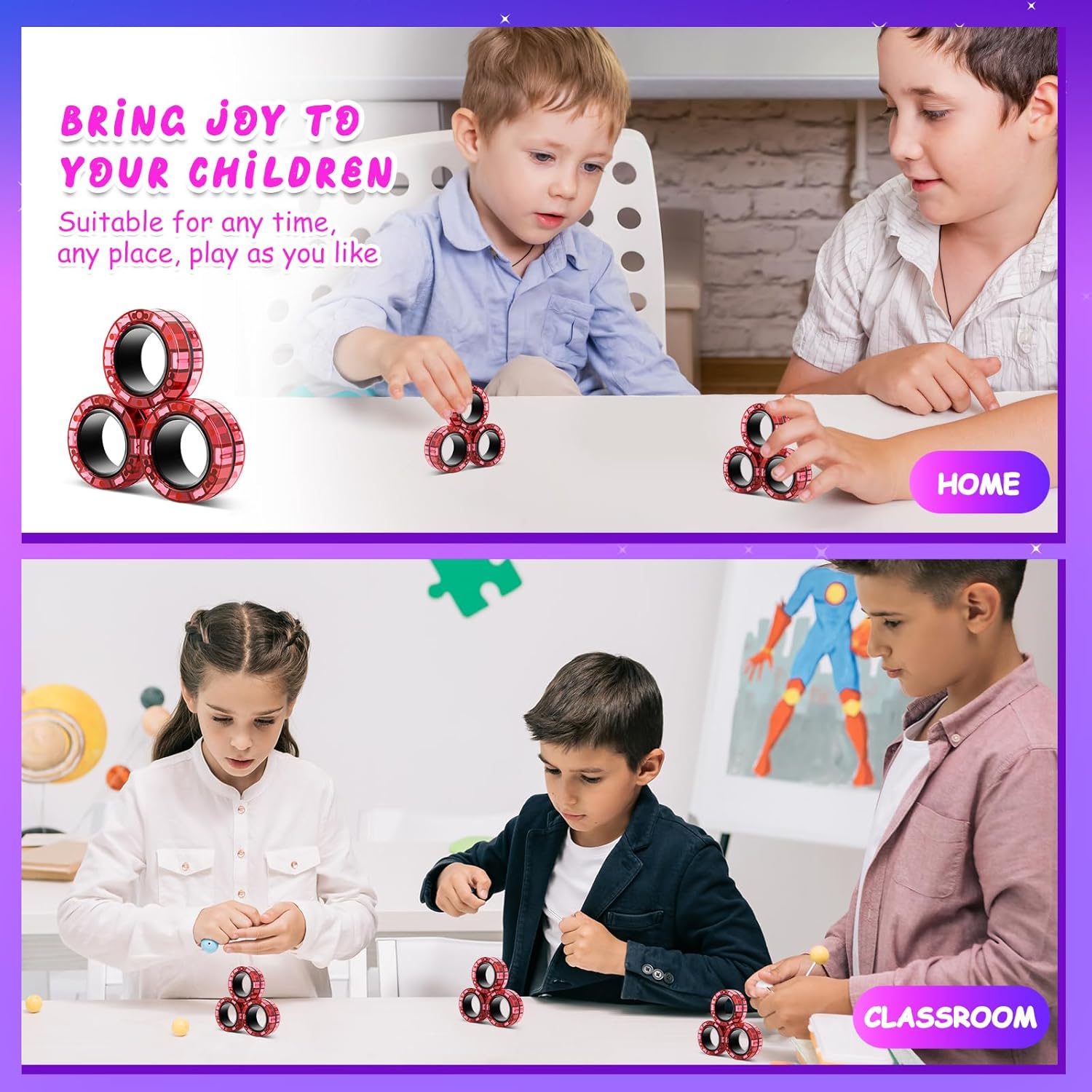 Magnetic Rings - Fidget Toys Set, Fidget Rings Idea ADHD Fidget Stress Toy Pack, Fidget Spinner Rings - Engaging Fidget Toy for Teens Boys Adults Easter Basket Stuffers Gifts