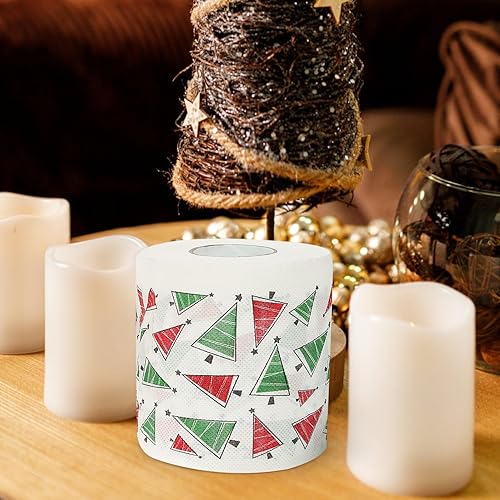 Miniatura 5 de NOLITOY 4 rollos de papel higiénico de Feliz Navidad, altamente coleccionable, papel higiénico, divertido regalo para rellenos de calcetines de
