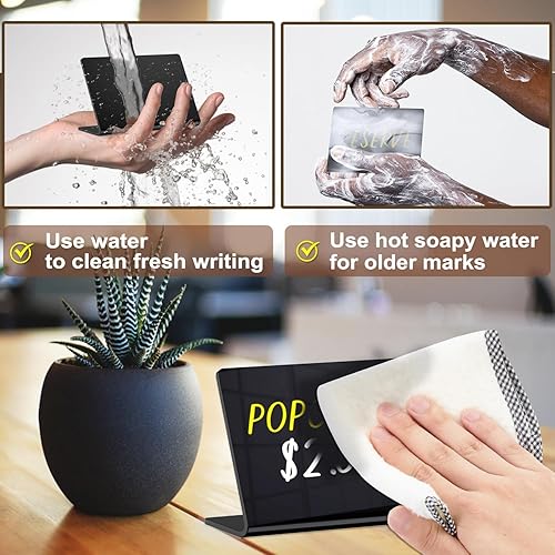 Miniatura 8 de PigPotParty Mini letreros acrílicos de pizarra para bufé de fiesta al aire libre, 12 unidades de 4 x 3 pulgadas, etiquetas elegantes de alimentos