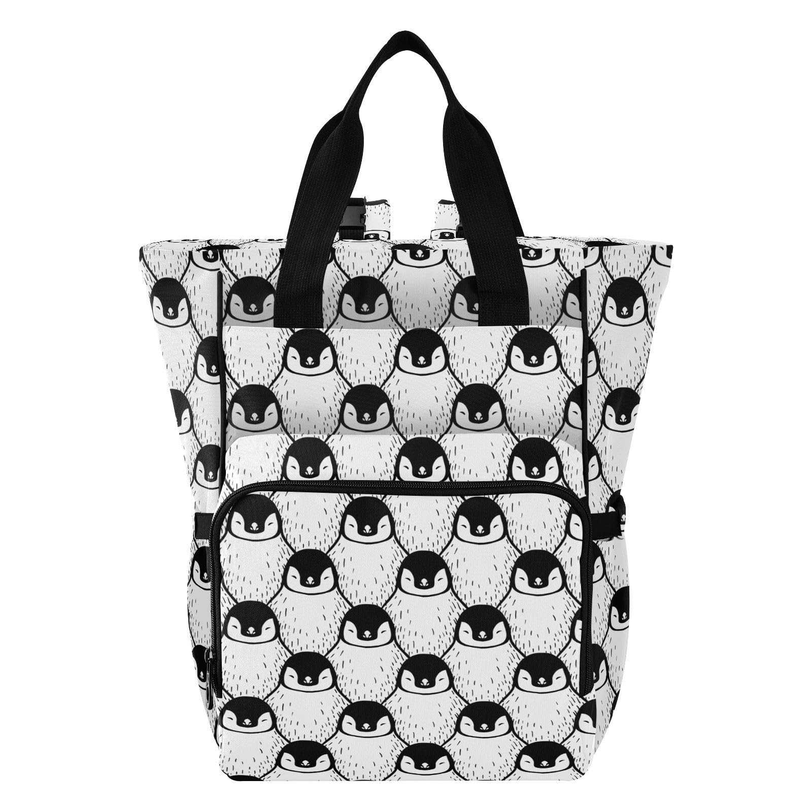ALAZA Baby Changing Bag Backpack, Nappy Changing Bags Cute Penguin Print Multi-Functional Diaper Bag Tote Large Capacity Mum Dad Backpack