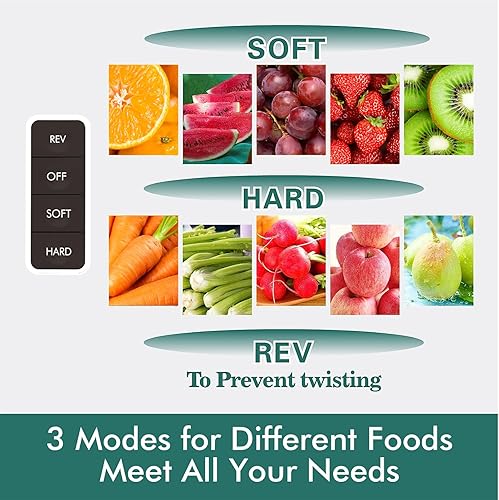 Miniatura 7 de SiFENE Exprimidor de prensa en frío, exprimidor ancho de doble alimentación de masticación lenta, extractor de jugo fácil de limpiar para frutas y