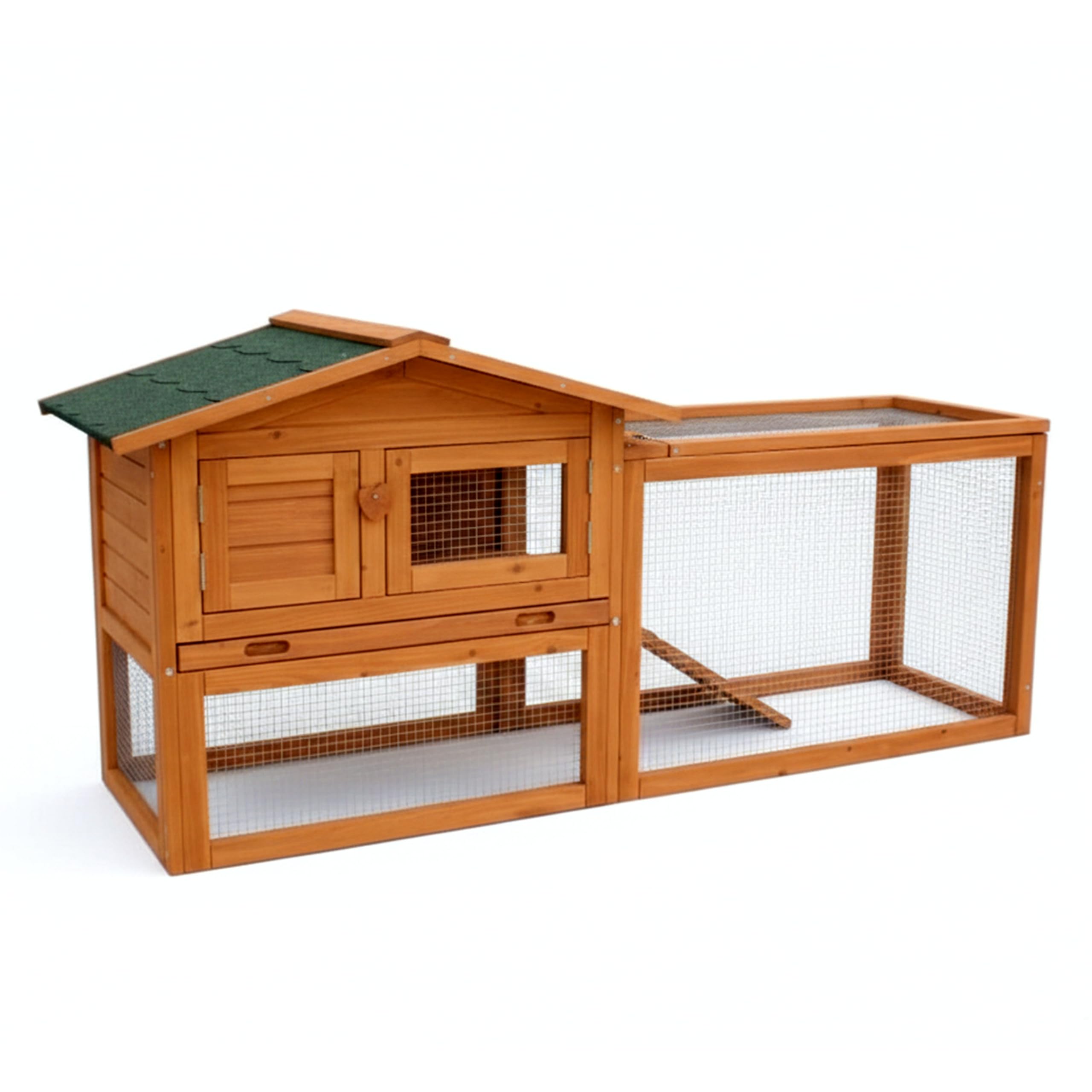Conejera al Aire Libre con corralito | Jaula para cobayas de Techo de ápice y Combo de Corral | Configuración Completa de Animales pequeños | 155 x 53 x 70 cm