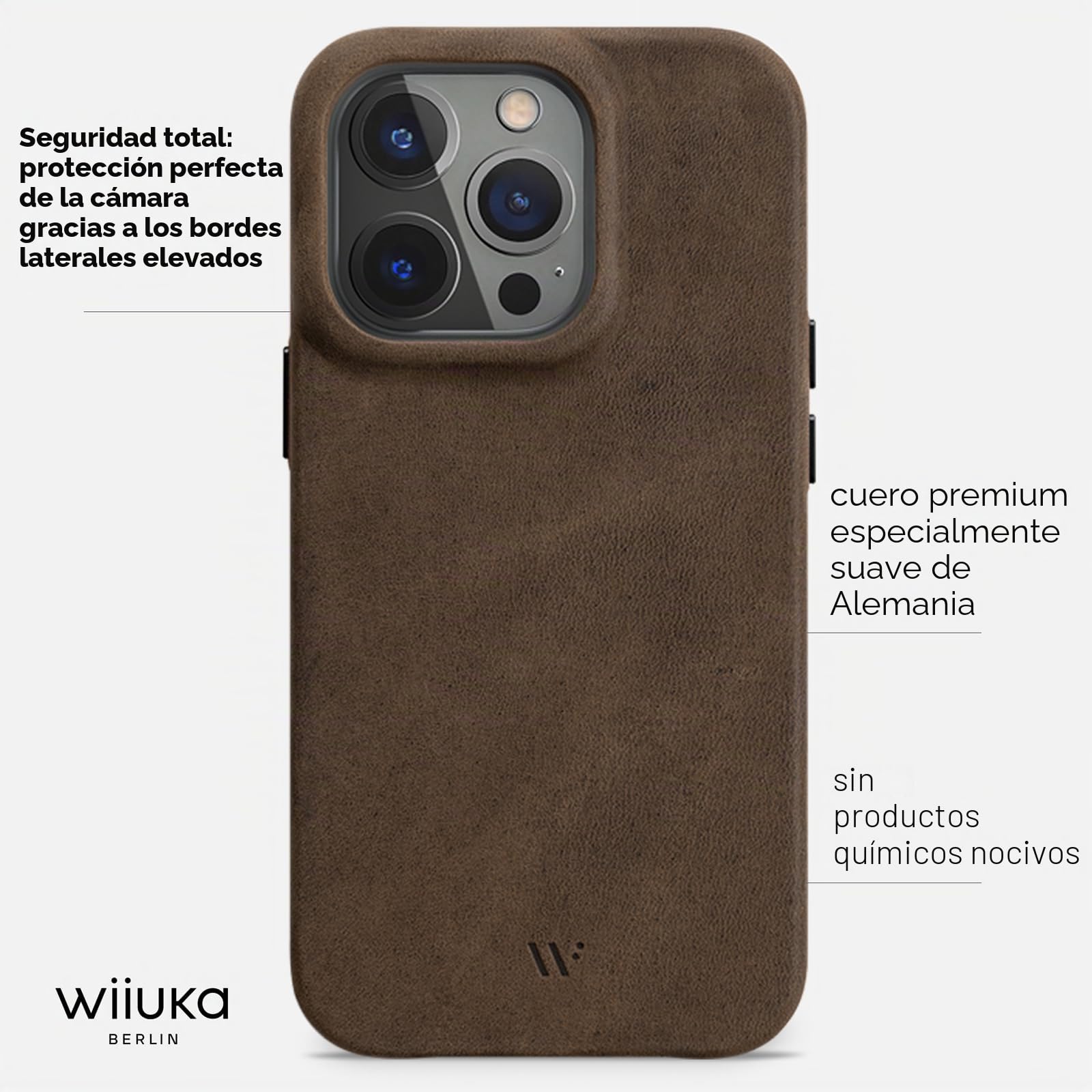 WIIUKA Funda para iPhone 14 Pro Max, Piel de Alemania Extrafina, Premium para Teléfono Móvil, Qi, Marrón Vintage