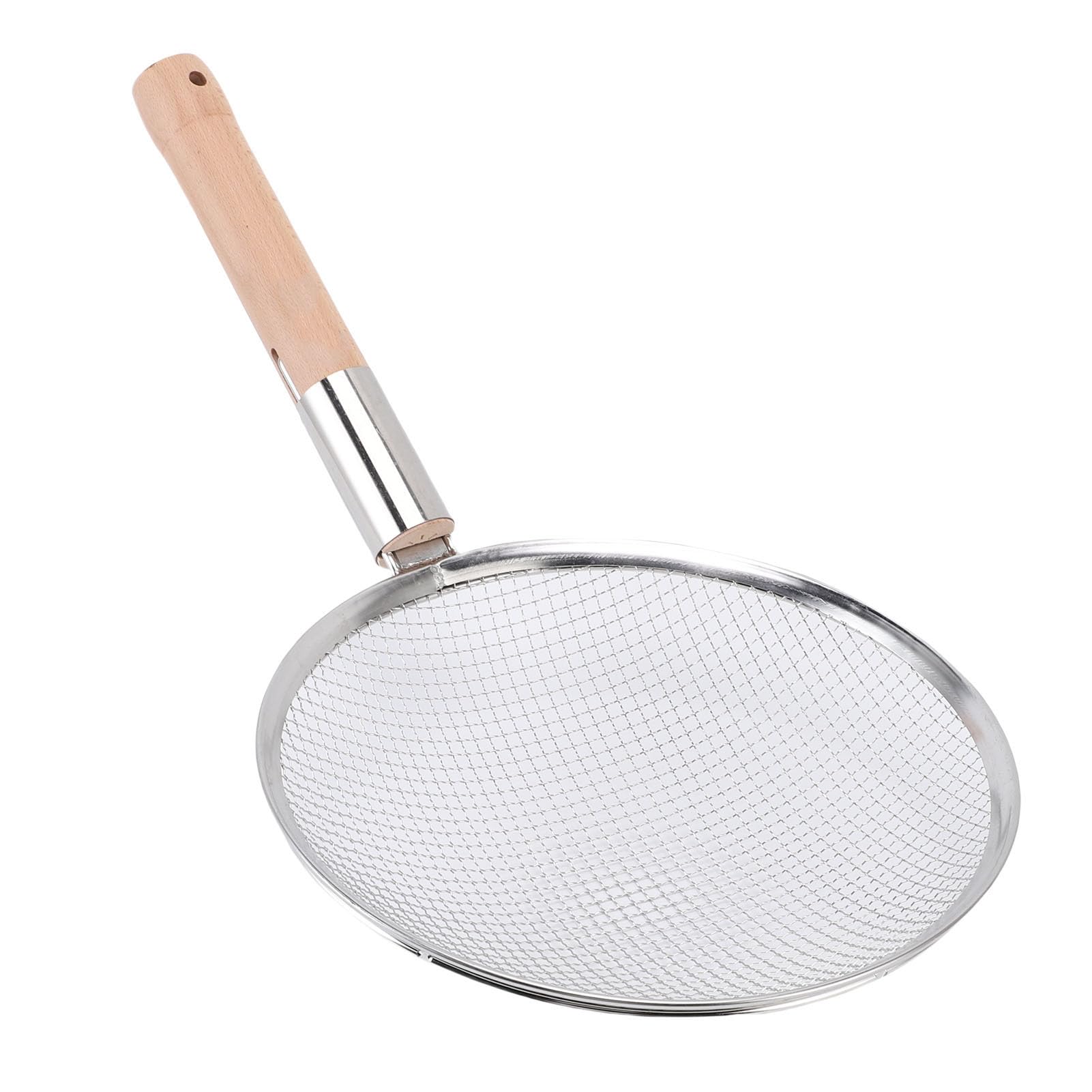 Wakects Schaumlöffel, Edelstahl, Feinmaschiges Sieb mit Holzgriff, 25,4 Cm Griff Zum Braten von Suppen und Heißen Töpfen, Zum Abschäumen von Öl, Filtern von Lebensmitteln in der Heimischen Küche