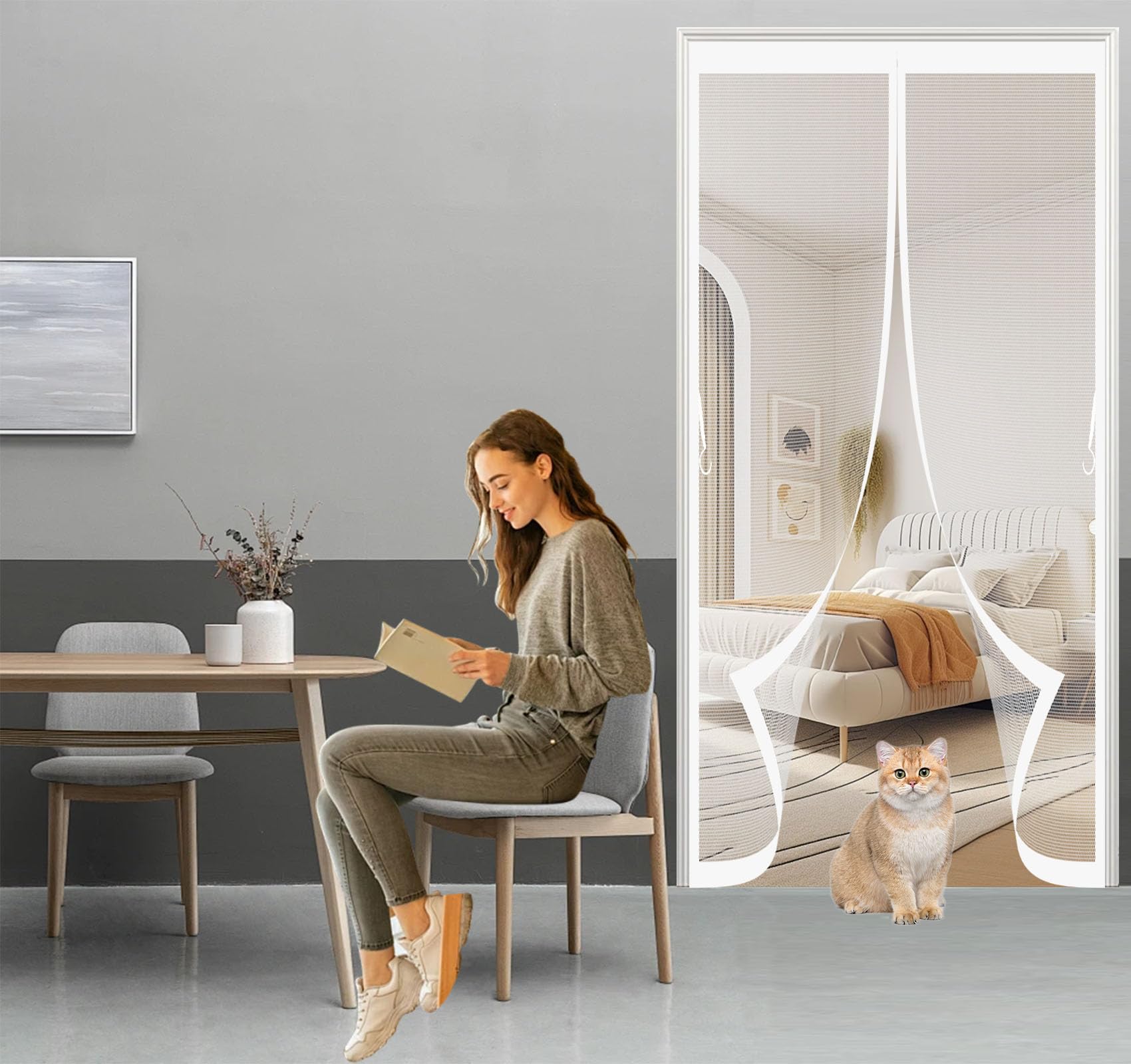 Moustiquaire magnétique blanche 113x210 cm pour porte-fenêtre et balcon
