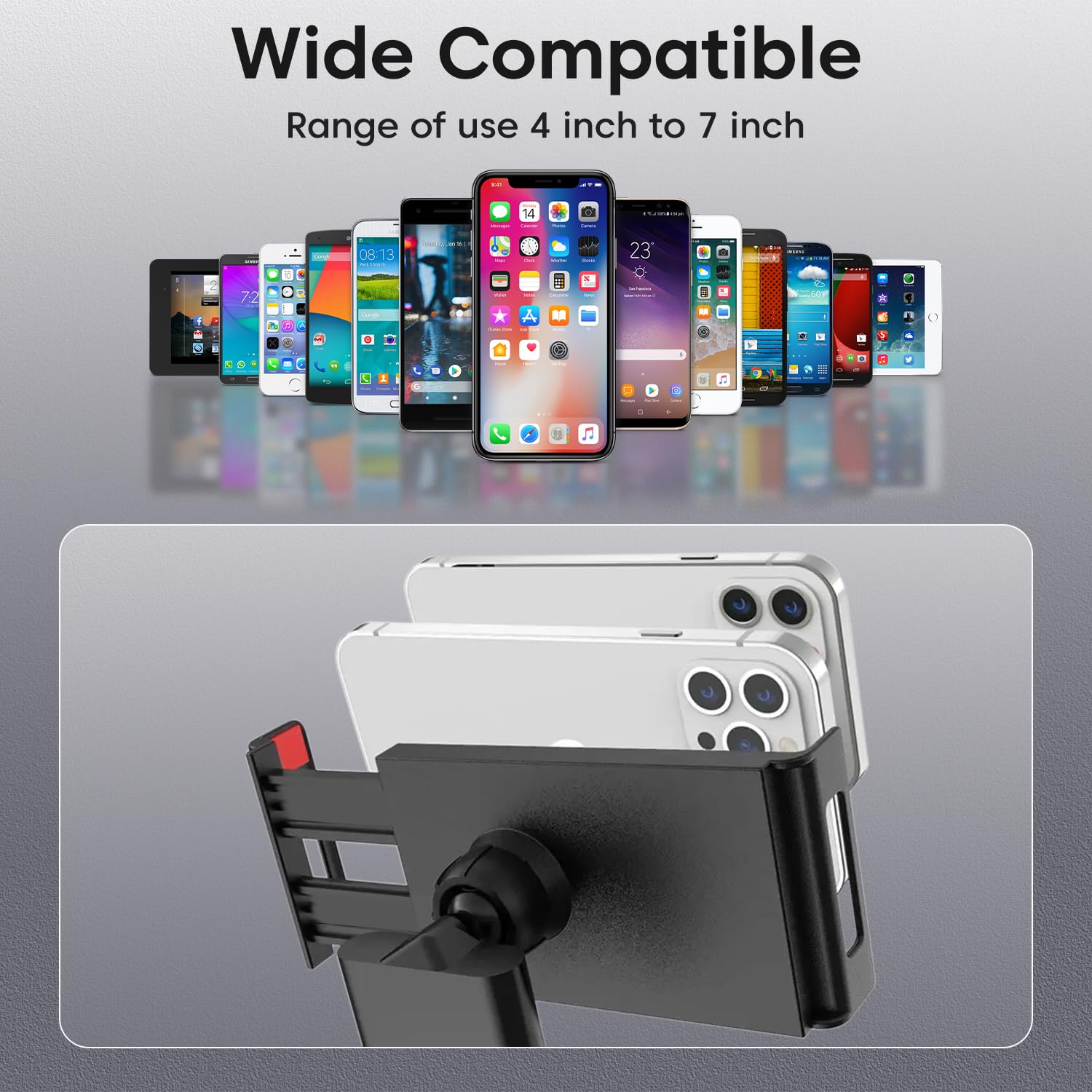 Sounce Lazy Neck Phone Holder Neck Hanging Mobile Cell Phone Stand 360 Rotating Flexible Long Arms Stand Clip Holder Compatibl with 4-7 Inches Smatphones - Black — Amazon image 3