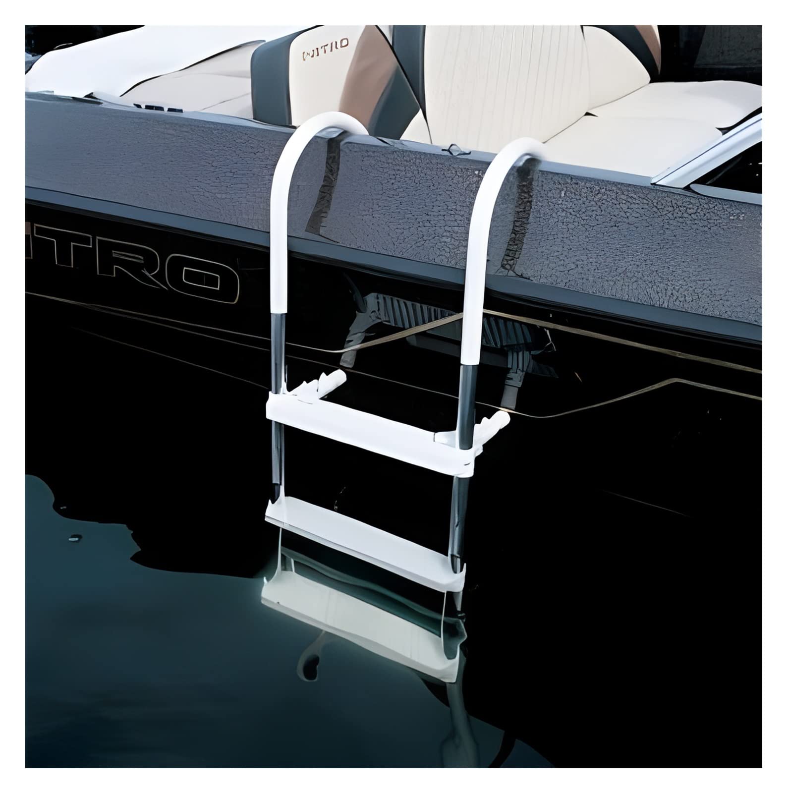Échelle de bateau en aluminium amovible à crochets de plat-bord pour embarquement et natation