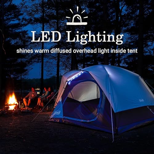 Miniatura 2 de Coleman Tienda Skydome con luces LED y configuración de 5 minutos, resistente a la intemperie para 4 personas con iluminación superior, hecha de