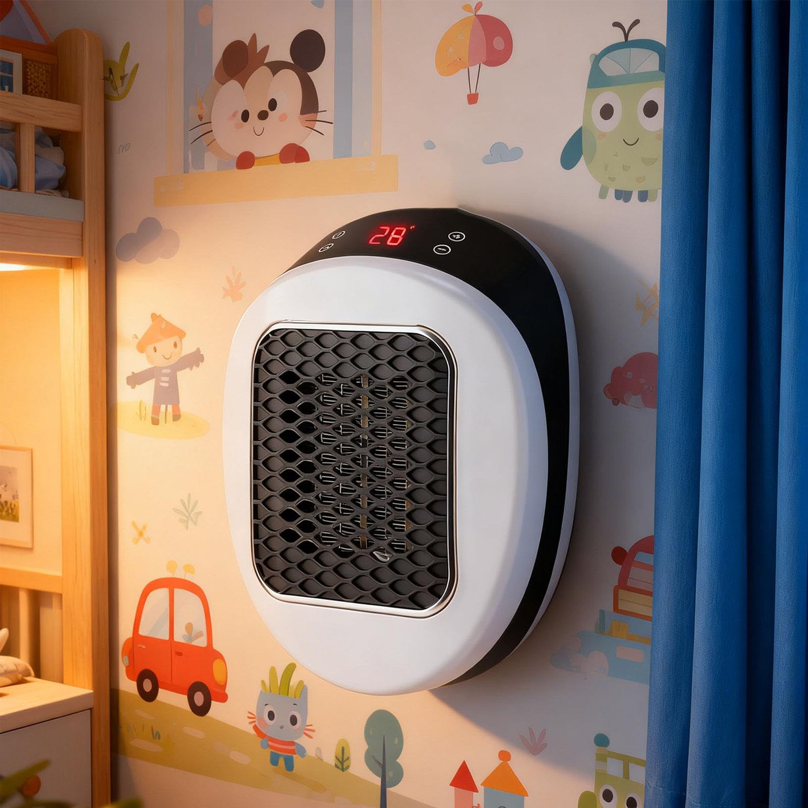perfk Calentador de Ambiente de Calentamiento rápido, 600 W, Ahorra Espacio y es silencioso, Ideal para dormitorios, hogares y baños.