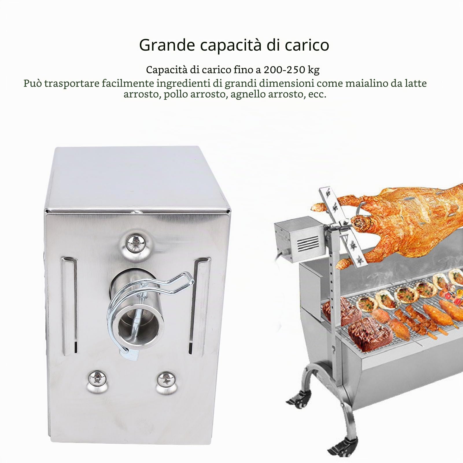Fabater Motore per Girarrosto di Universale da 45W, Motore per Barbecue Elettrico per Girarrosto con Interruttore On/off Impermeabile, Supporta Fino a 200-250 kg, 2-3 Giri/min (EU)