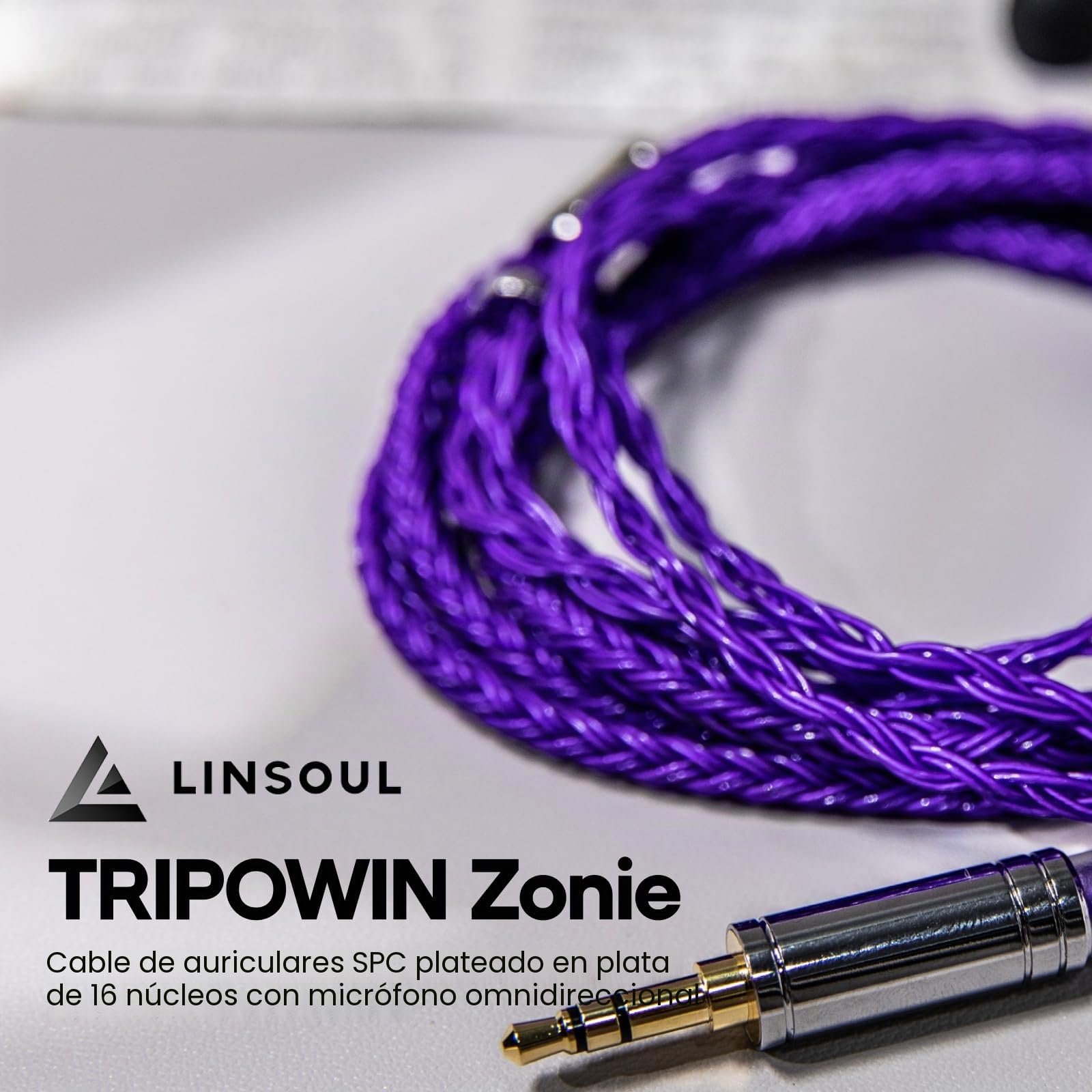 Linsoul Tripowin Zonie 16 Core Silver Plated Cable SPC Earphone Cable (2pin-0.78, 4.4mm, Violet)