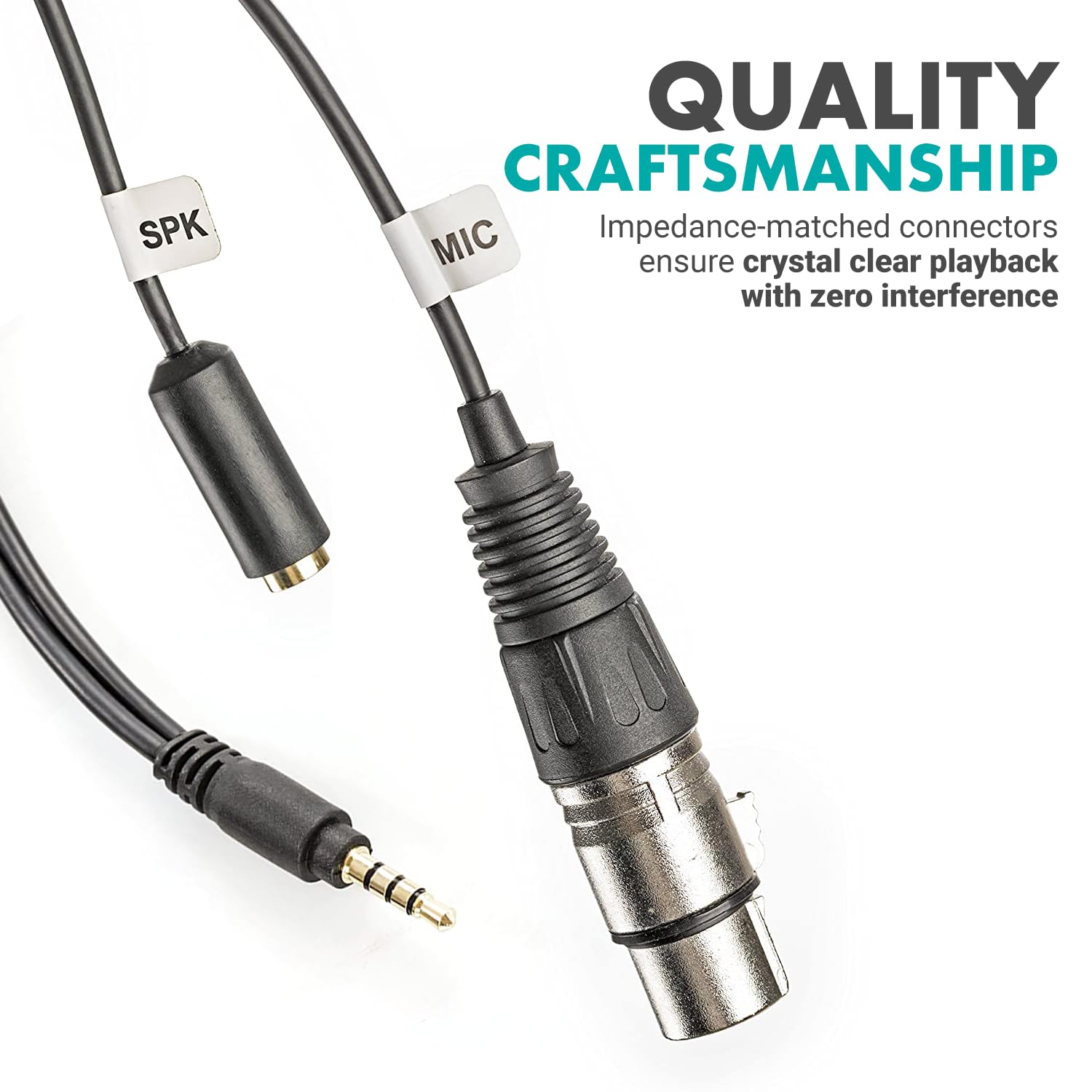 Movo TCB2 adattatore XLR (Femmina) microfono a TRRS (Maschio) Smartphone con jack cuffie per iPhone & Android