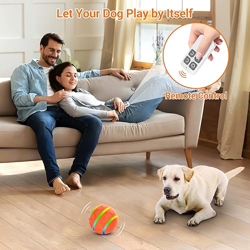 Miniatura 3 de CUXMUX Pelotas para perros con control remoto, bola para mascotas Peppy para perros, juguete masticador agresivo, bola ocupada interactiva