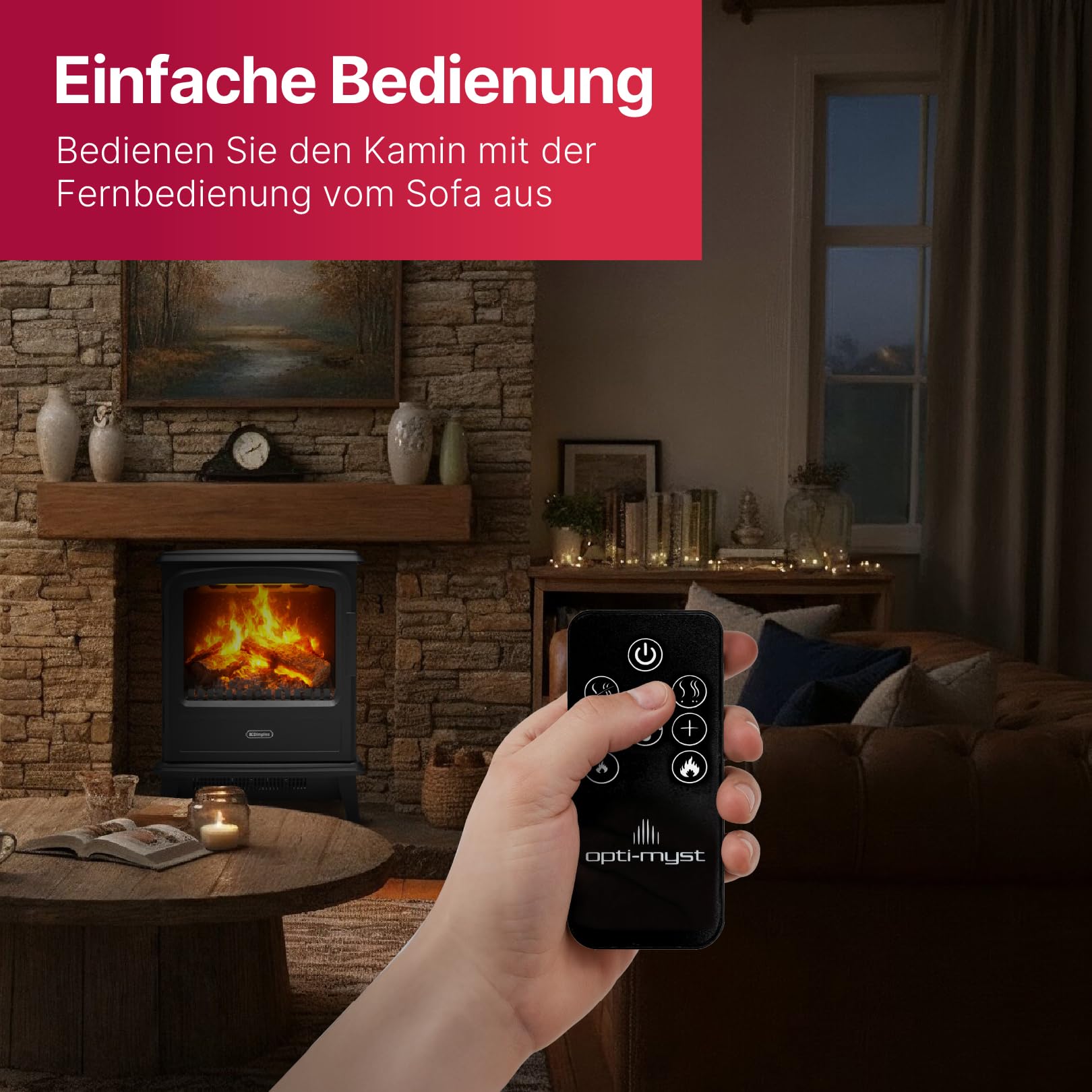 Dimplex Elektrokamin Evandale - Elektrokamin mit Heizung und Kaminfeuer - 1000W / 2000W - Wasserdampf Kamin - LED Optimyst 3D Flammeneffekt - Inklusive Fernbedienung - Black