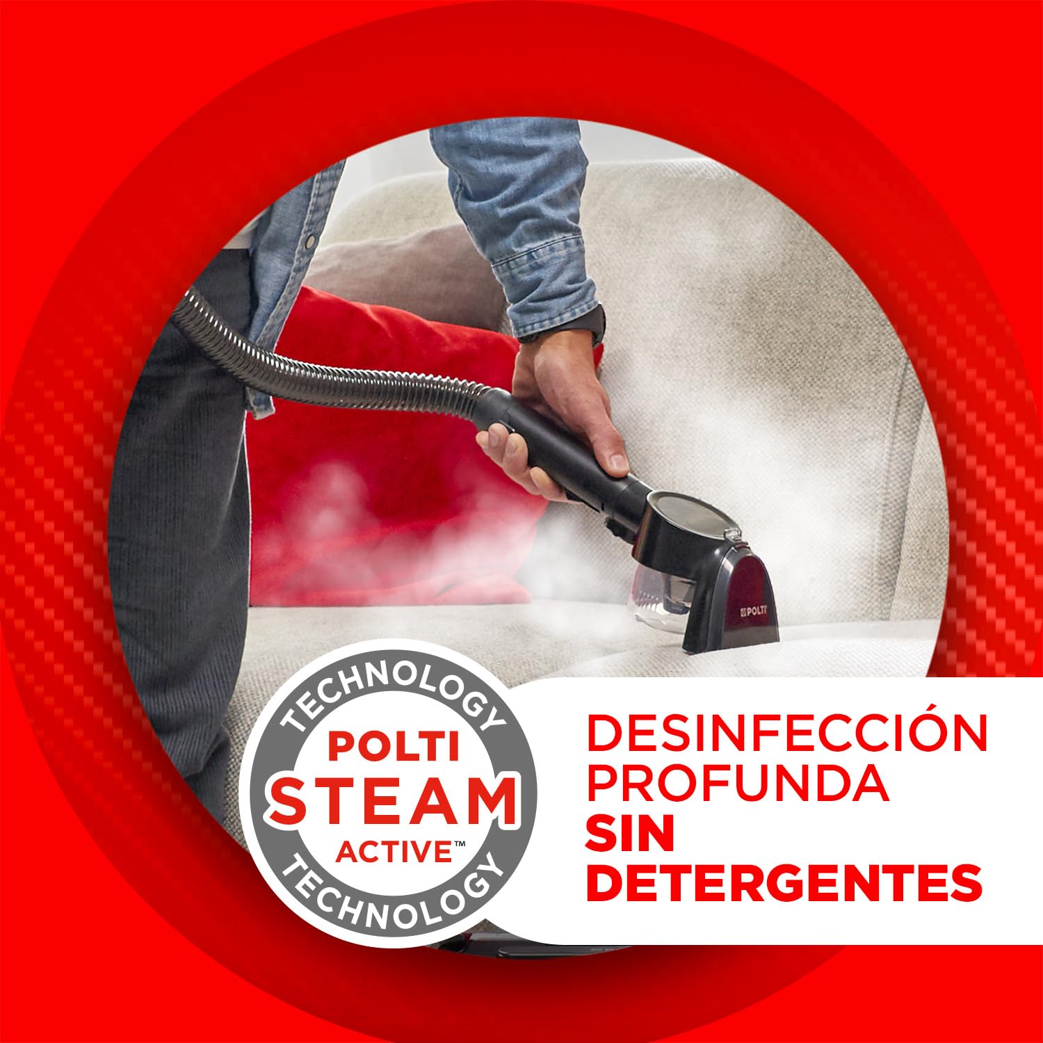 Polti StainOver Pet SC50, Limpia Tapicerías a Vapor 4 en 1 para Eliminar Manchas, Quitamanchas con Función Vaporetto, Cepillo con Depósito para Pelos de Animales, 10 accesorios incluidos, Gris Oscuro