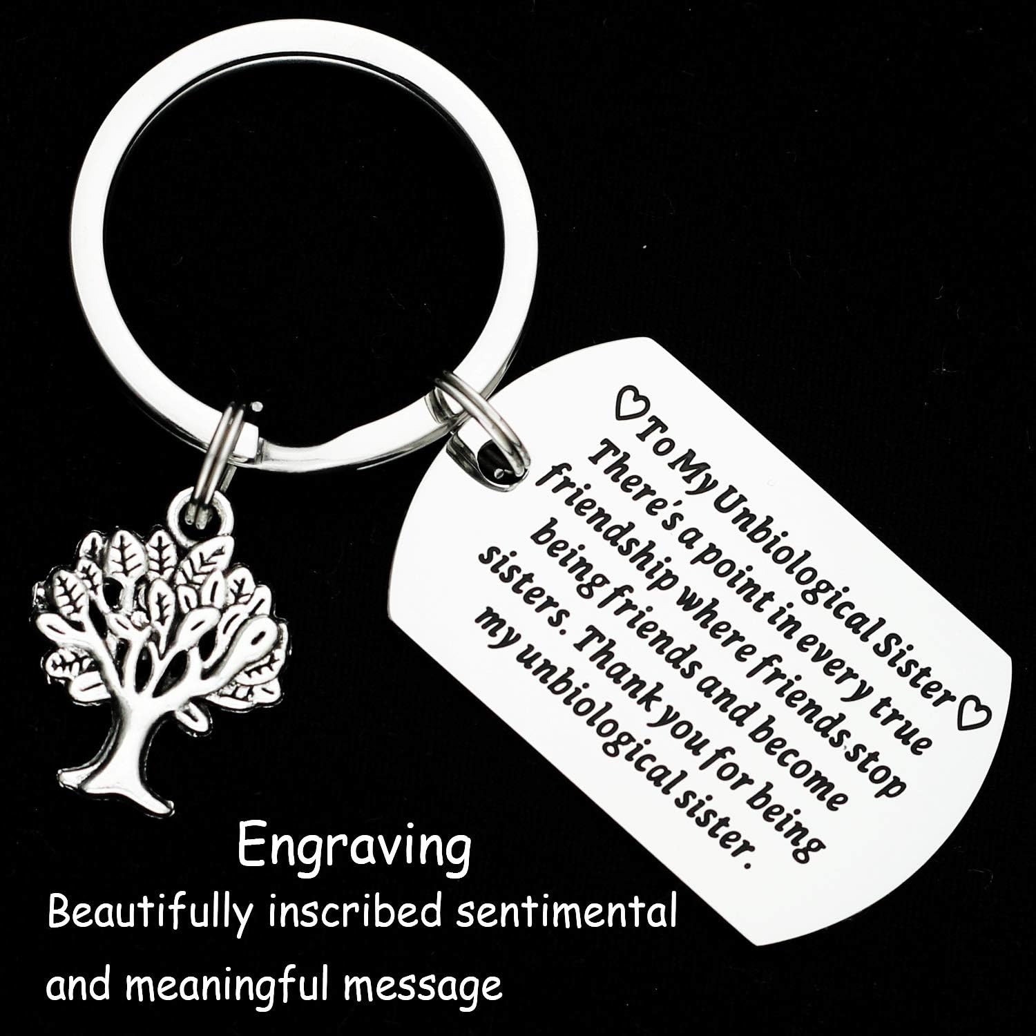 Unbiological Sister Keychain Thank You for Being My Unbiological Sister Jewelry Women Friend Like A Siseter Gift - Image 3