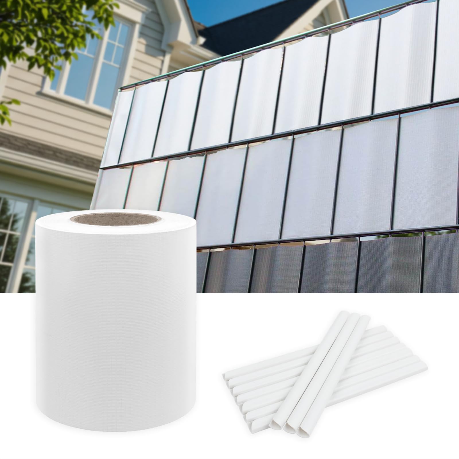 Sunnylaxx PVC Brise-Vue pour Clôture Double Barre 450g/m²- 50 m x 19 cm-Blanc, Brise-Vue de Clôture, Décoration de Jardin