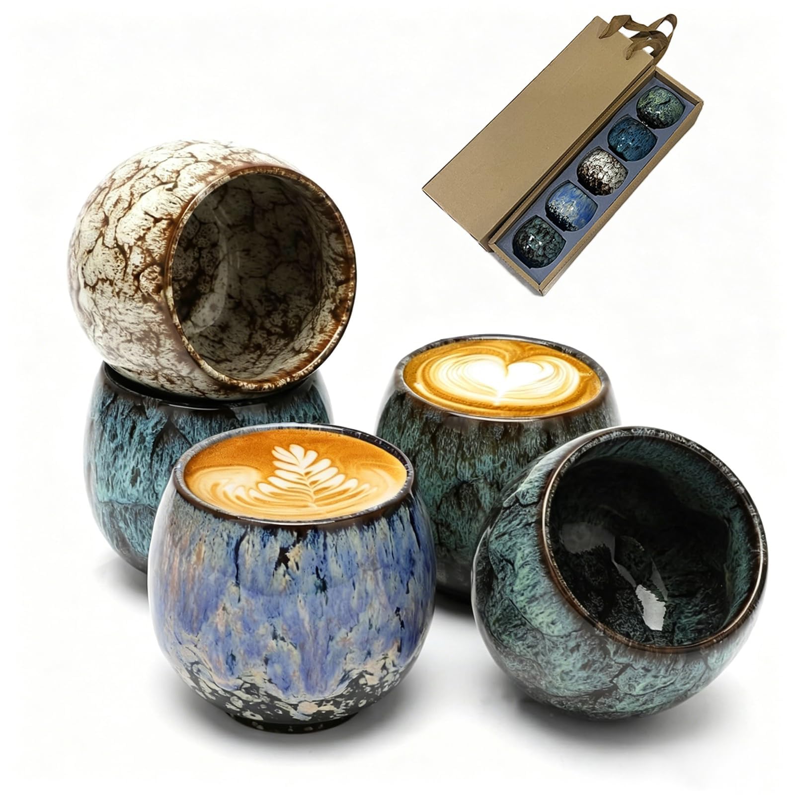 Aarcyye Espresso Cups Ceramic, 100ML Ceramic Espresso Cups Set of 5