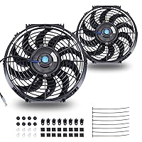 Vista 20 de Ventilador eléctrico universal de 25,4 cm, delgado, push/pull para radiador, 12V 80W, kit de montaje de alto rendimiento, rojo, 2 piezas