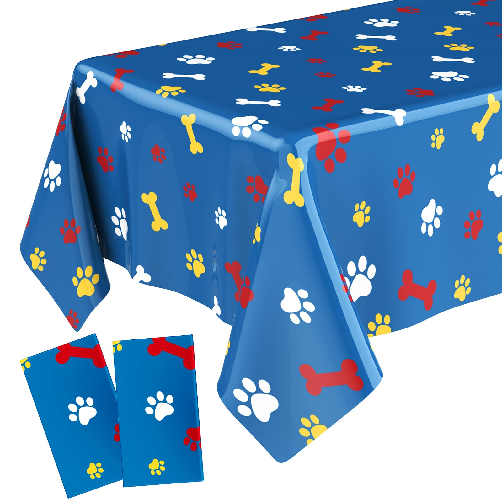 Gilprop 2 Pack 54x108 Inch Large Cartoon Themed Tablecloth Dog Paw Print Tablecloth Pink Pig Party Decorations Plastic Disposable Rectangle Table
