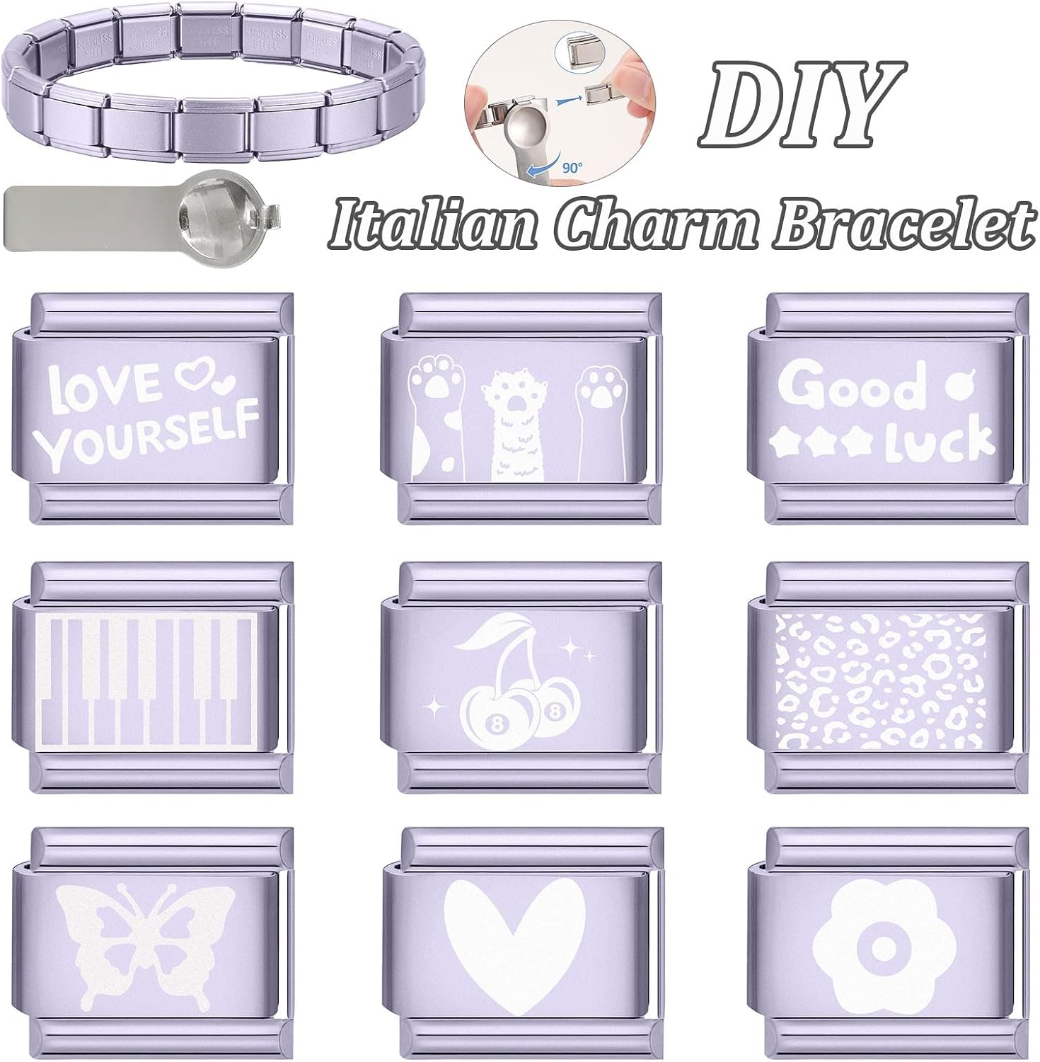 Italian Charm Bracelet for Women, 9mm Italian Charms Link Handmade Bracelet DIY Module Italian Charm Necklaces Anklet Jewelry Gifts