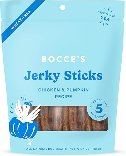 Bocce's Bakery Jerky Stick - Golosinas para perros, sin trigo, hechas con ingredientes limitados, horneadas en los Estados Unidos sin sal o azúcar
