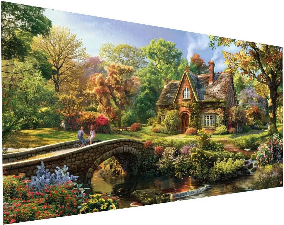 Kit Complet Diamond Painting Adulte Paysage de Cabine, Idée Cadeau DIY d'Activité Manuelle 5D