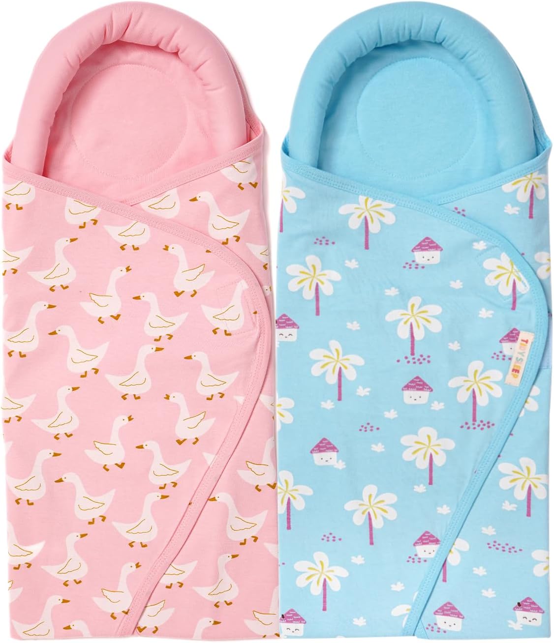 TIDY SLEEP Baby Pod Swaddle Wrap for Newborn, Snuggle Pod with U Shape Ring Head Protection Support | Baby Snuggle Pod Swaddle Wrapper | Pack of 2 (0-3 Months) (Duck & Farmland)