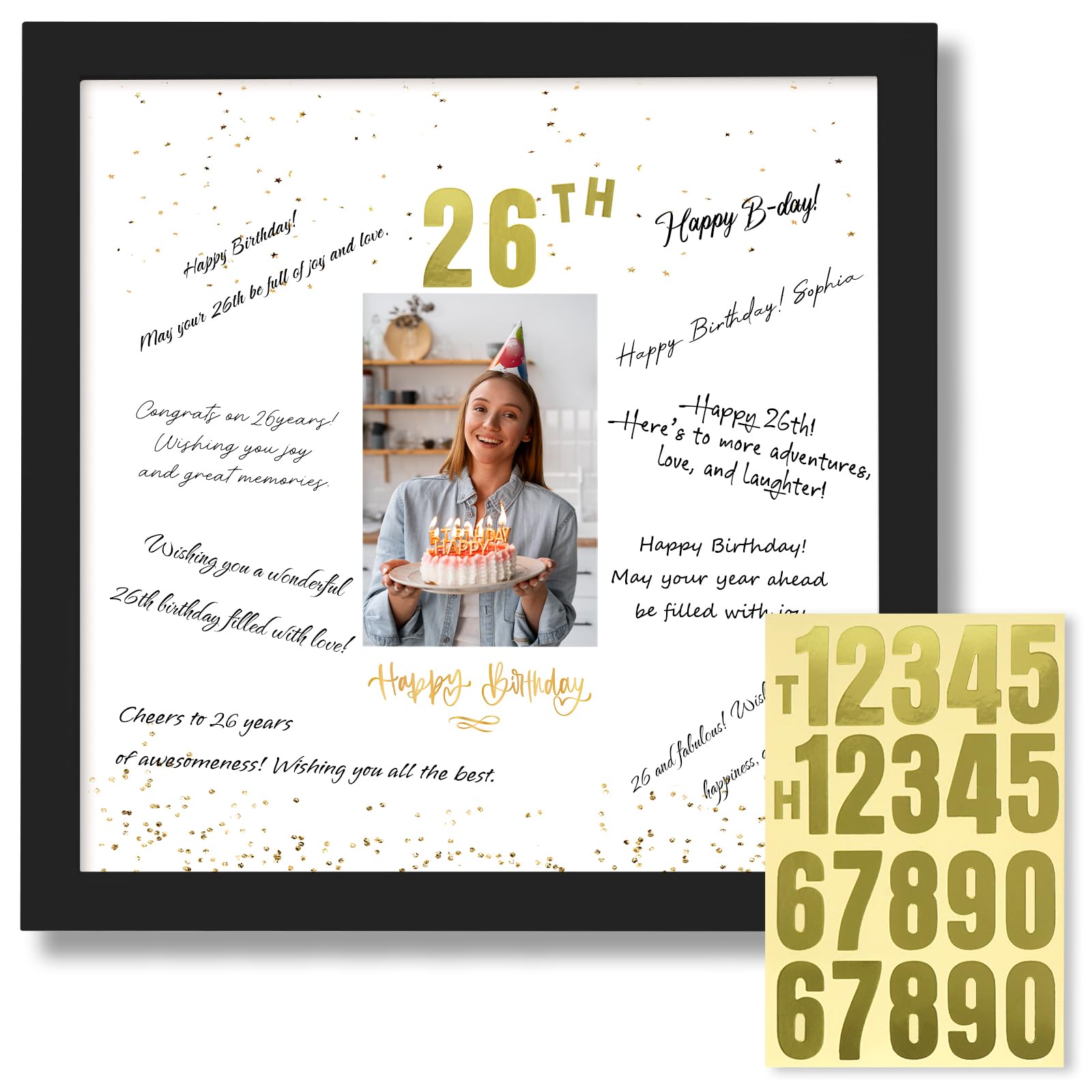 Cadre de signature d'anniversaire 33x33 cm plexiglas anti-poussière