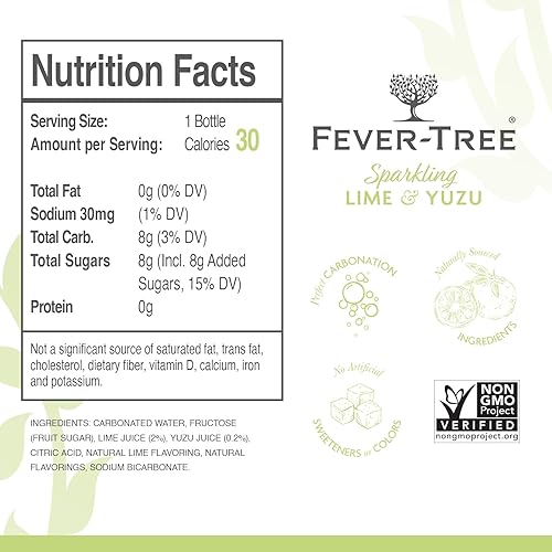 Miniatura 6 de Fever Tree Sparkling Yuzu & Lime - Mezclador de calidad prémium - Bebida refrescante para cócteles y cócteles sin alcohol. Ingredientes de origen