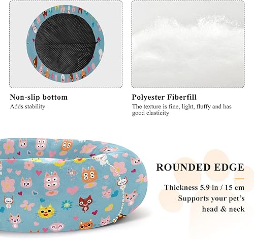 Miniatura 5 de KLL Simple Cartoon Cats Warm & Soft Pet Cat Bed fluffier Cat Cave Bed for Small Size Pets Sleeping cama elevada para Perros Grandes