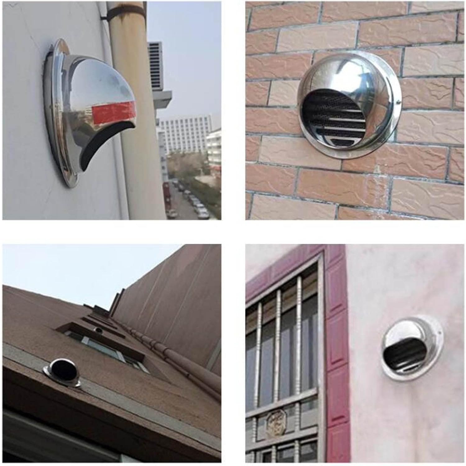 Air Ventilation Outlet Hood with 45° Louvres, 304 Stainless Steel Air Vent Built-in Screen Mesh, Rapid Ventilation, Round Wall Vent Outlet Cover for Hood Exhaust