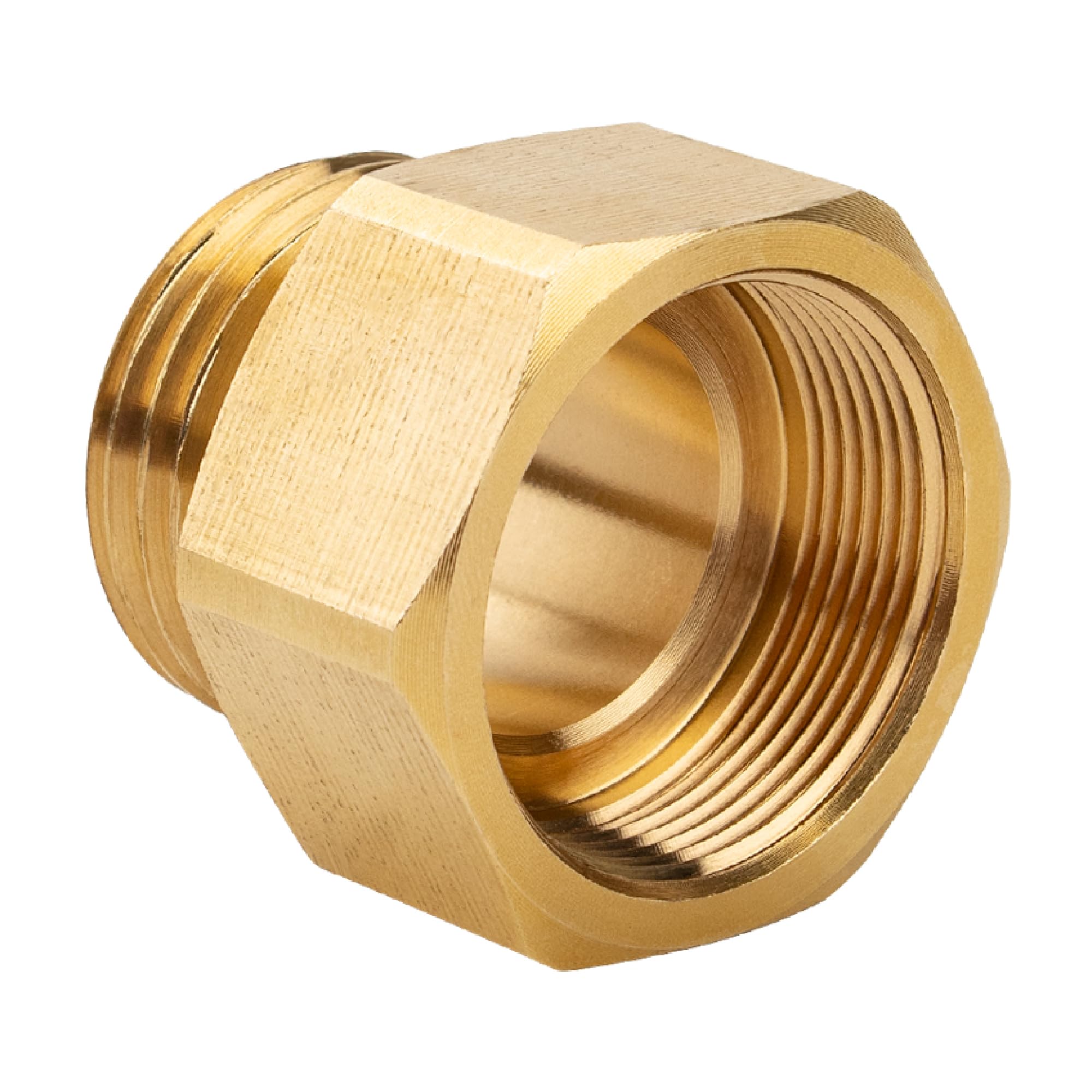 Adaptateur laiton 1,5" femelle vers 3/4" mâle GHT pour robinet de jardin extérieur