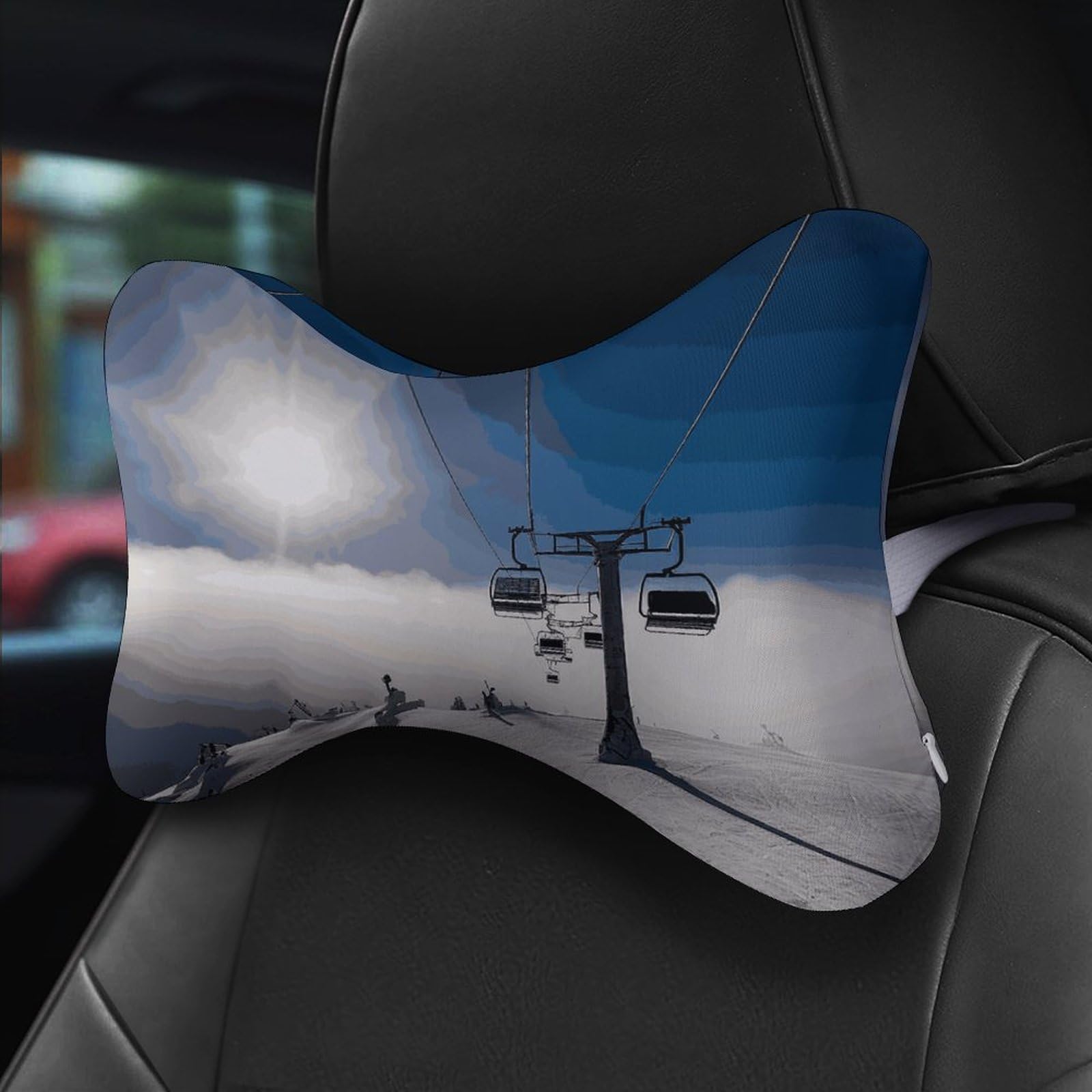 Almohada de elevación de esquí al sol, núcleo de almohada de espuma viscoelástica, cojín, proporciona apoyo para el cuello, almohadas de coche para asientos de coche de viaje y oficinas en