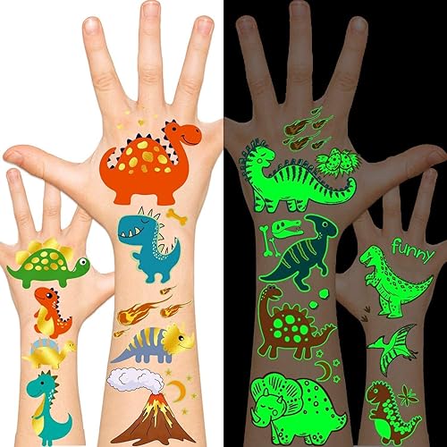 Leesgel Tatuajes temporales de dinosaurio para niños calcomanías de dinosaurio decoraciones de suministros de fiesta de cumpleaños de dinosaurio 37