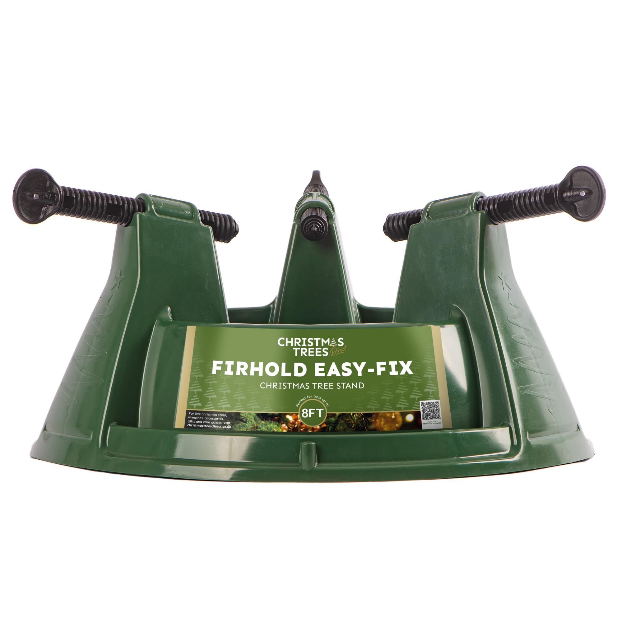 Firhold Easy-Fix Christmas Tree Stand with Water Reservoir - Sturdy Base for Real Xmas Trees - Secure Holiday Tree Holder with Water Tank (Medium, Fits up to 8ft Tal