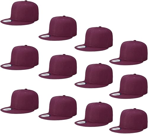 Falari Venta al por mayor 12 Pack Snapback Sombrero Gorra Hip Hop Estilo Flat Bill Blanco Color Sólido Tamaño Ajustable