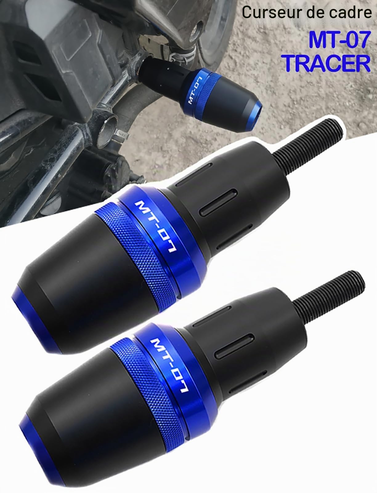 Patins de curseurs de cadre de moto accessoires pour yamaha MT07 2021 2022 2023 2024 MT 07 FZ07 TRACER 700 GT 2014-2020 Protection contre les chutes cadre (bleu)