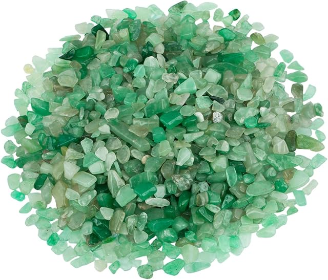 Shanxing Green Aventurine Tumbled Chips Stones, Crushed Stone Tumblestone Healing Crystals Home Decoration (1 pound,about 460 gram), Undrilled