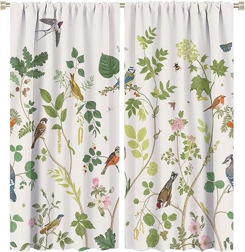Miniatura 287 de Retro 70s Floral Blackout Window Curtains, Watercolor Flower Plant Rustic Modern Style Pattern Window Drapes, for Bedroom Living Room 42x45in 2