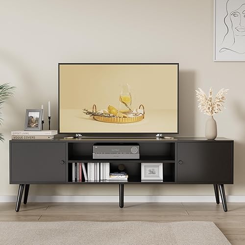 Miniatura 6 de Cozy Castle Moderno soporte de TV para TV de 5560 pulgadas, centro de entretenimiento con estante ajustable y armarios de almacenamiento, consola