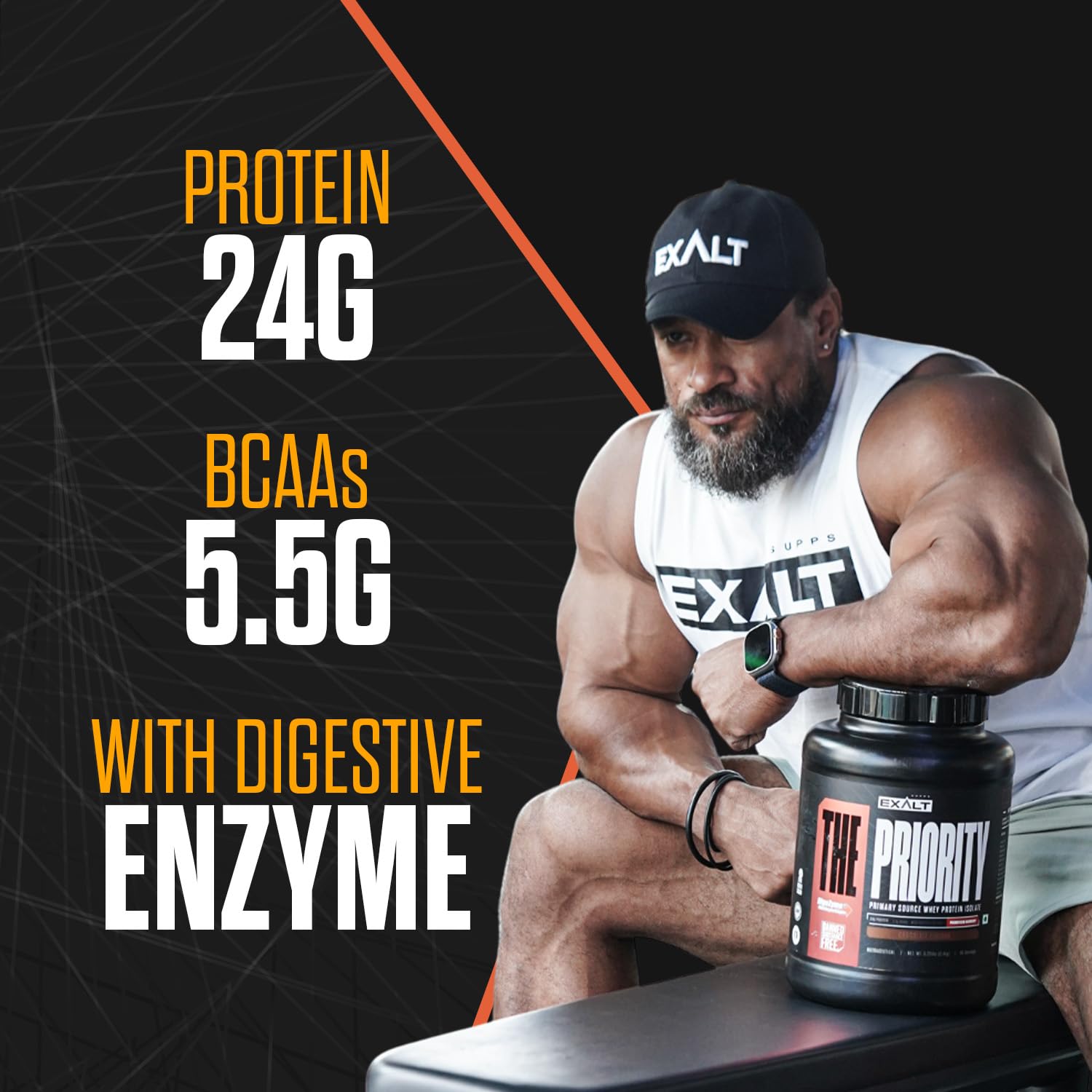 Priority Whey Protein Isolate | 24g Protein, 5.5g BCAAs & Digezyme | Fast Recovery, Zero Added Sugar | Cookies Pista Flavour, 2.4 Kg — Amazon image 4