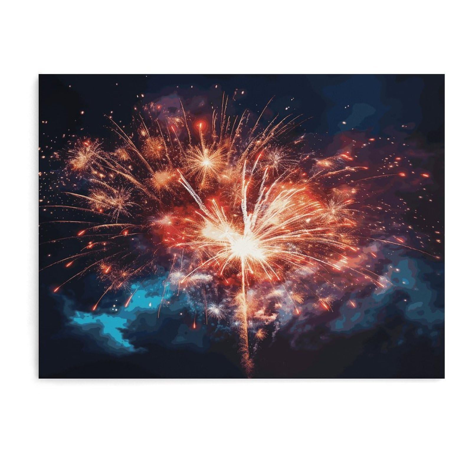 Fodpand Unframe-Style Explosion Firework Bathroom Wall Art Canvas Prints, Artwork For Walls For Living Room Hallway Stair Office Wall Decor, Pictures Home Decor 15.7X11.8 Inch