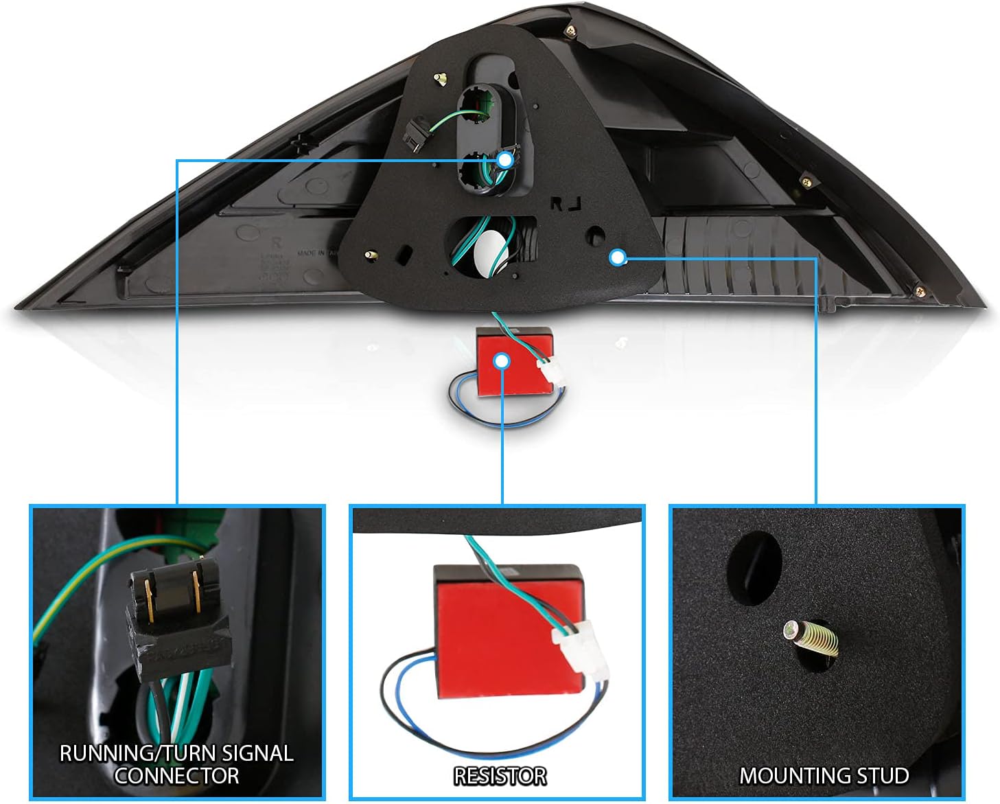 AmeriLite LED Black Replacement Taillights Set For 2003-2005 Honda Accord 2Dr Coupe - Passenger and Driver Side
