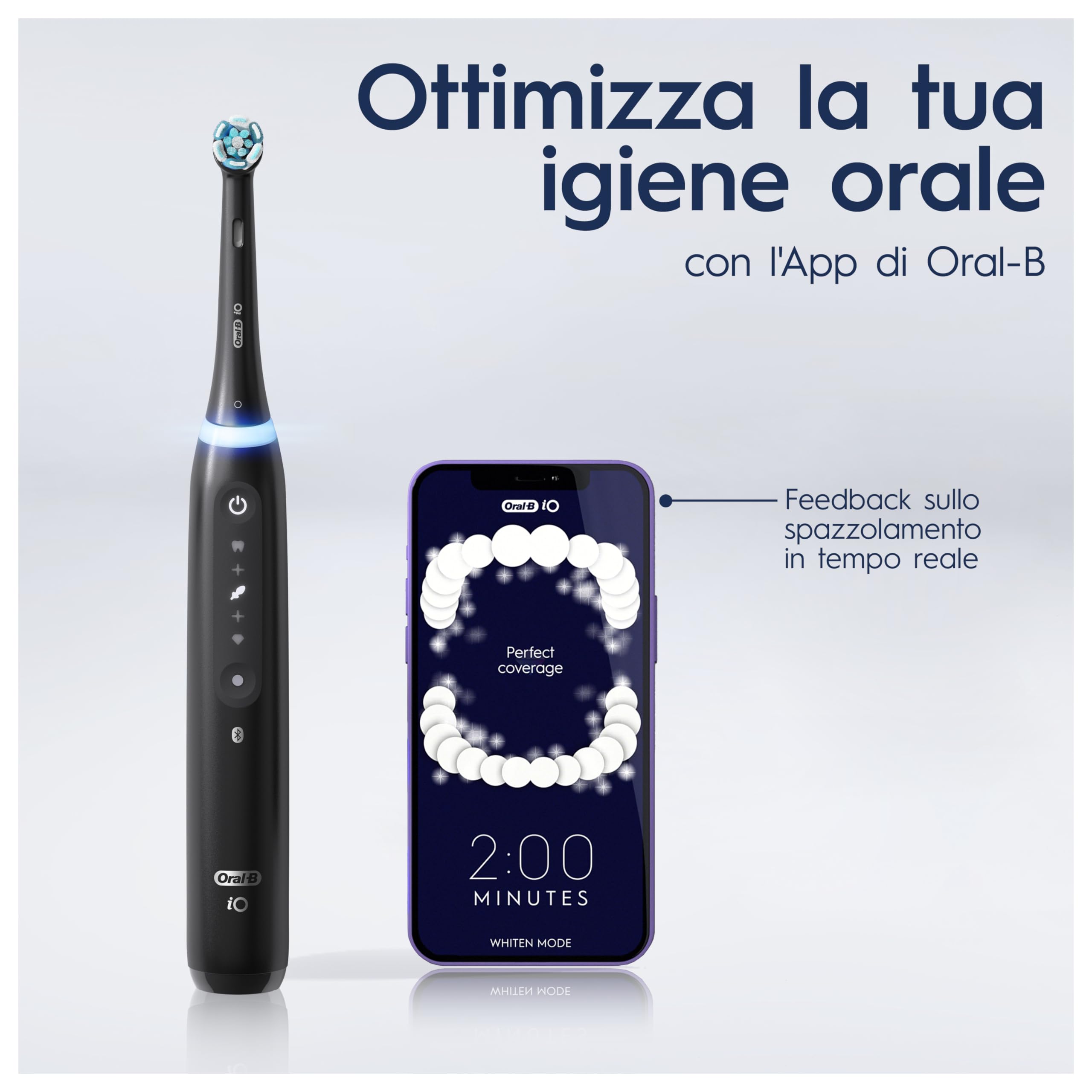 Oral-B iO 5, 2 Spazzolini Elettrici, 4 Testina di Ricambio, Bianco e Nero