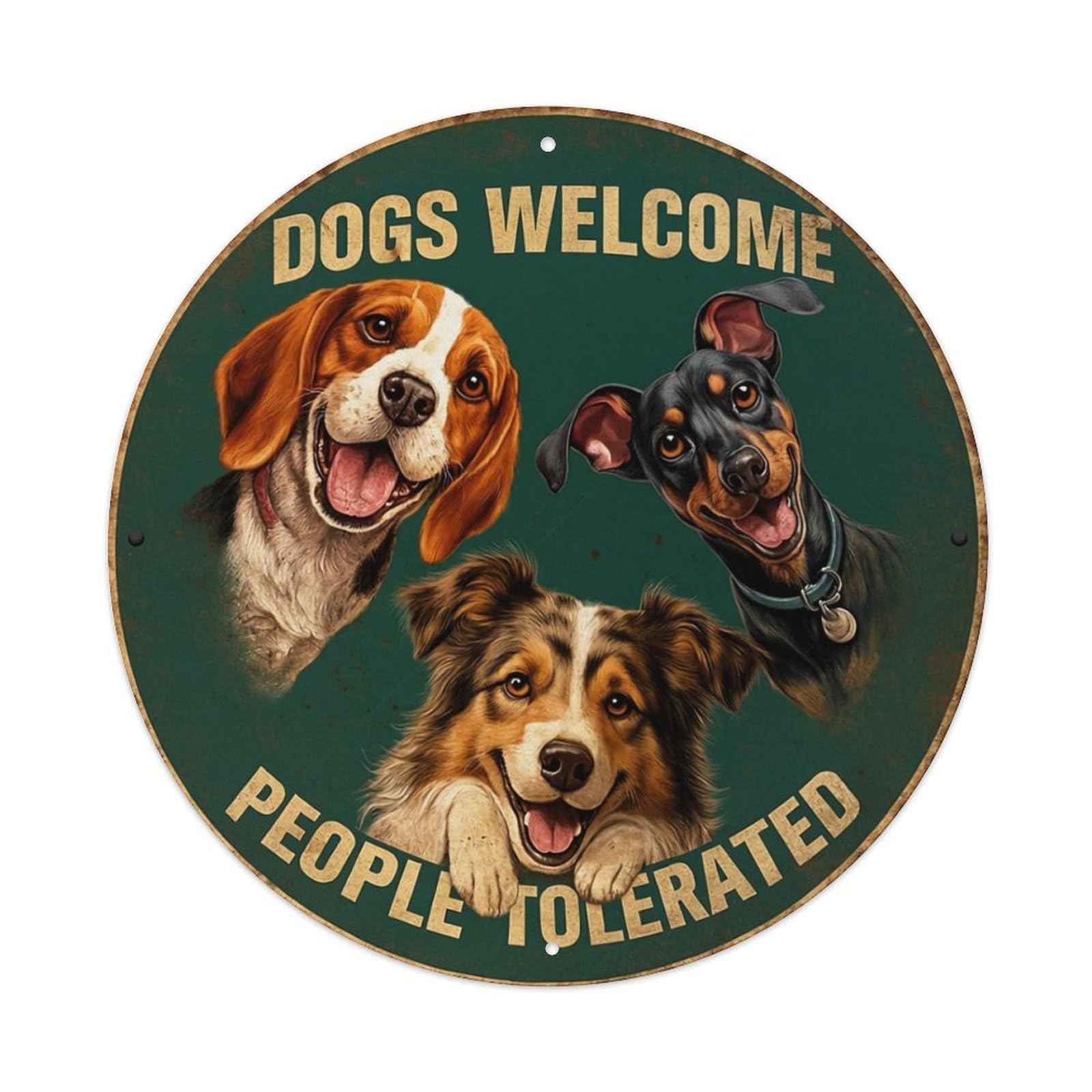 Jdyansheng Vintage Dogs Welcome People Tolerated Sign Tin Sign Metal Poster Metal Signs For Home Man Cave Bar Cafe Kitchen Laundry Room Wall Decorations 8X8 Inches